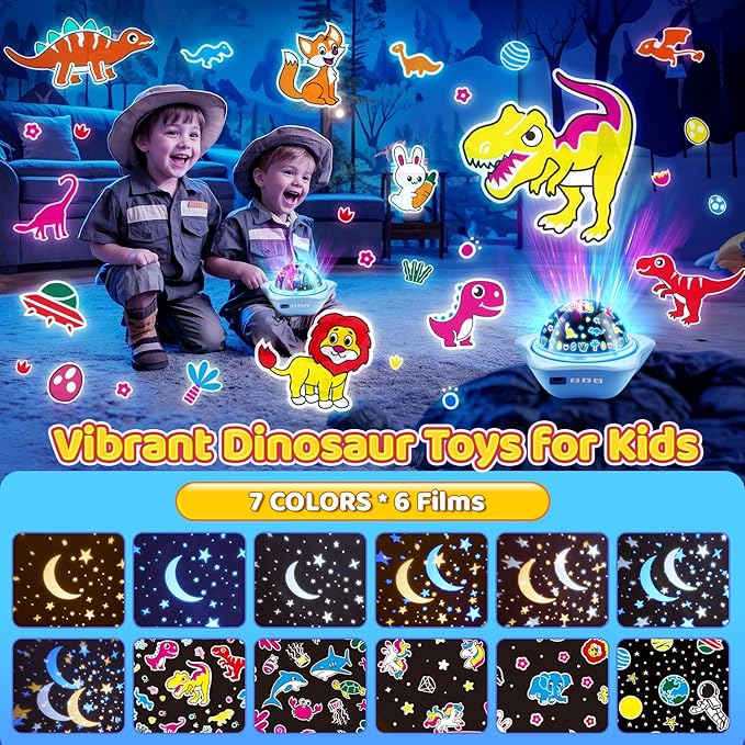 COOLNIGHT Star Lights for Bedroom, 72 Lighting Modes Star Projector Lights for Kids Room, 2400mAh Rechargeable Night Light Kids, Remote 360° Silent Sensory Light Projector for Boys Gifts-CubbioJoy