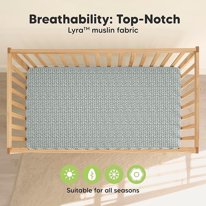 KeaBabies 2-Pack Muslin Crib Sheets for Boys, Girls - 100% Organic Cotton Fitted Baby Crib Mattress Sheet, Soft Breathable Standard Toddler Bed Cover Bedding Set, Neutral, Durable 52x28 (Nordic)-CubbioJoy