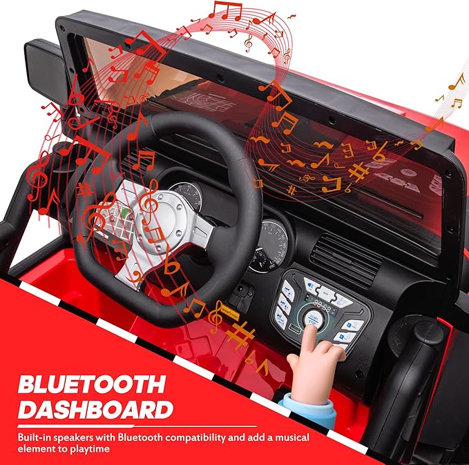 24V 9Ah Ride on Toy for Big Kids, 4x4 2 Seater Ride on Car Truck w/Remote Control, 4x200W Motors - Bright Red-CubbioJoy