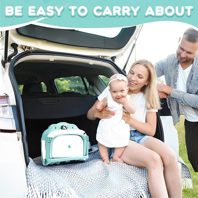 Baby Bathtub,Collapsible Baby Bath Tub with Thermometer & Soft Floating Cushion,Portable Travel Baby Bathtubs for Newborns to Toddlers 0-36 Months(Bear Green)-CubbioJoy