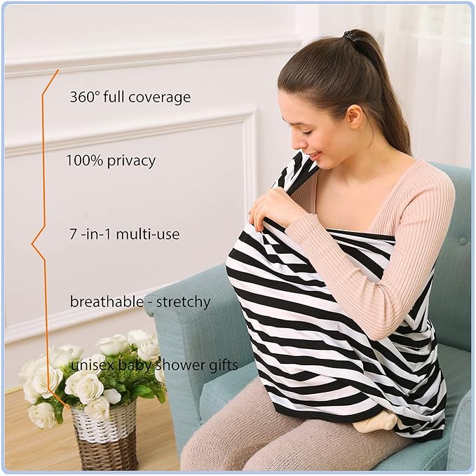 Car Seat Covers High Stretchy- Carseat Canopy for Babies, Multi- use Breastfeeding Covers, Baby Shower Gifts for Boys and Girls-CubbioJoy