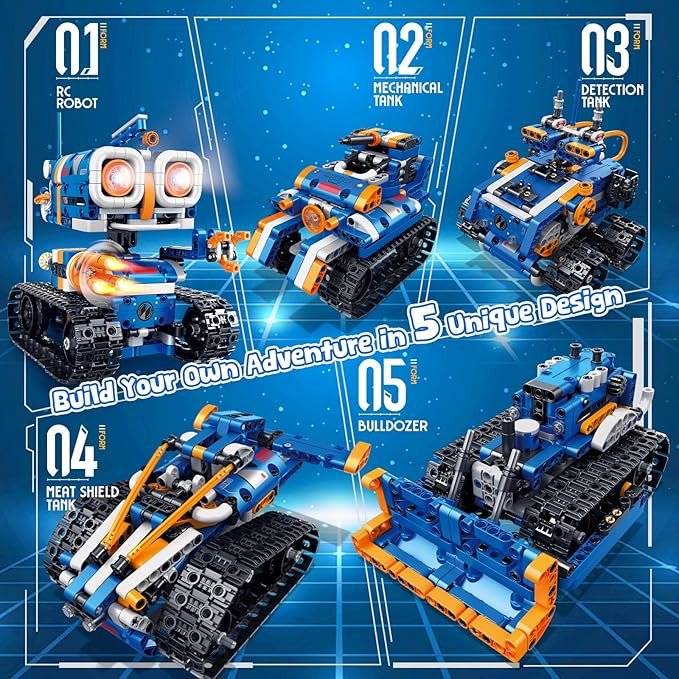 5in1 STEM Robot Building Kit, 560 PCS APP/Remote Control Mech RC Robotics for Kids Ages 8-12, Science Kit Coding Robots Toy Set, Birthday Gifts for Boys Age 8-14+-CubbioJoy