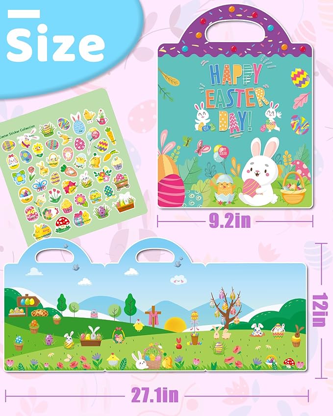 Benresive Reusable Sticker Books for Kids 2-4, Sticker Books for Toddlers 1-3 2-4, Toddler Travel Toys Activities Crafts Gifts - Easter-CubbioJoy
