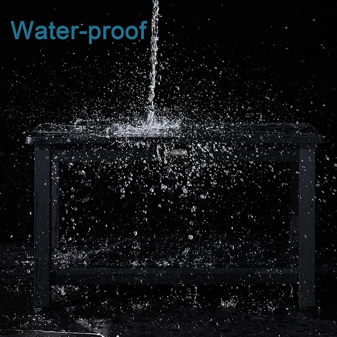 30'' Waterproof Shower Stool, Poly Lumber Shower Bench Seat for Shaving Legs, HDPS Plastic Bath Chair Seat, Non-Slip & No Maintenance, Black, Weight Capacity 700LBS (30 x 13 Inches)-CubbioJoy