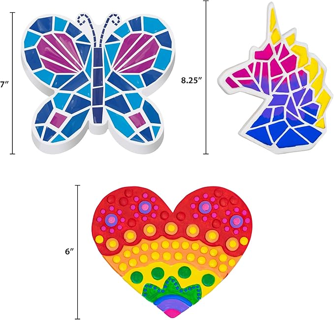 Creative Roots Paint Your Own Stepping Stones Multipack with Butterfly, Unicorn, & Heart, 3 Ceramic Stepping Stones (7 Inch Each), 18 Acrylic Paints, 3 Paintbrushes, Ages 8+-CubbioJoy