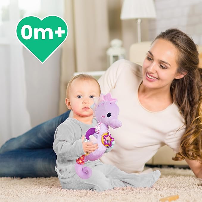 Sumobaby Infant Baby Musical Stuffed Animal Activity Soft Toys with Multi-Sensory Crinkle, Rattle and Textures, for Tummy Time Newborn 0-3-6-12 Months Boys, Girls, Seahorses, Purple-CubbioJoy