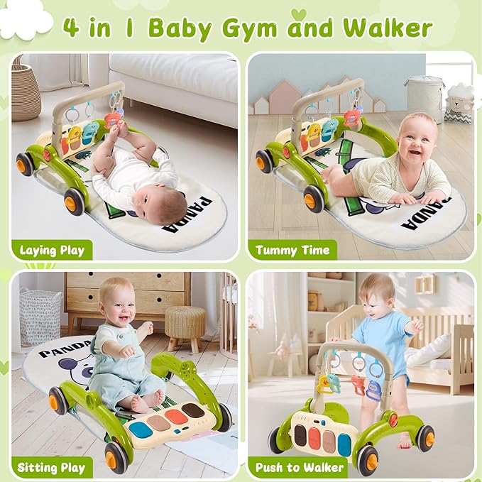 Baby Play Gym Walker Kick and Play Piano Gym Musical Tummy Time Mat for Boys Girls Infant Newborn Gifts (Panda Upgraded)-CubbioJoy