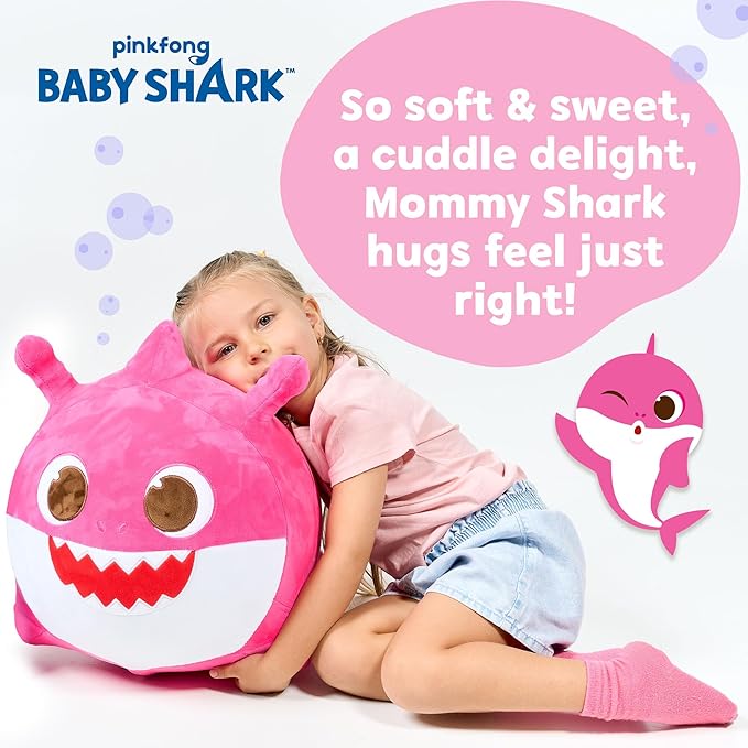 JITTERYGIT Baby Shark Bouncy Hopper - Musical Plush Toy for Kids and Toddlers - Mommy Shark (Pink)-CubbioJoy