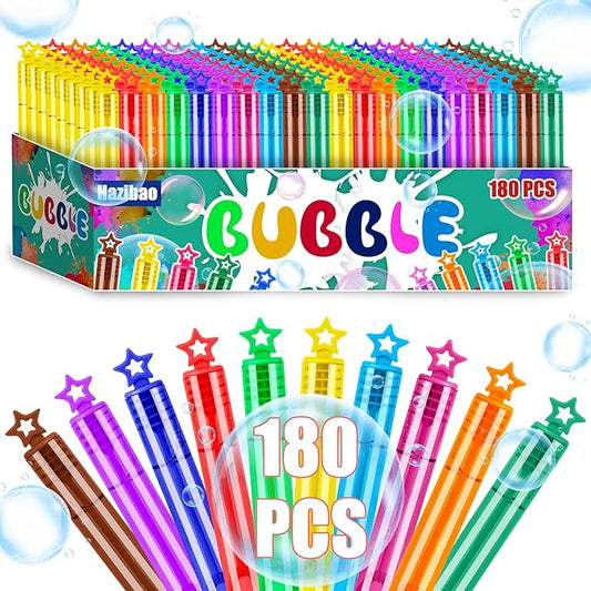 180 Pack 10 Colors Bulk Star Bubble Wands,Party Favors Bubbles Wand for Kids,Perfect for Birthday,Wedding,Goody Bags Stuffer Bubbles,Carnival Prize,Summer Outdoor Toys-CubbioJoy