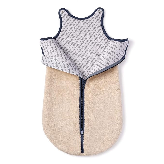 baby deedee Sleep Nest Teddy Baby Sleeping Bag, Oatmeal Navy, Medium (6-18 Month)-CubbioJoy