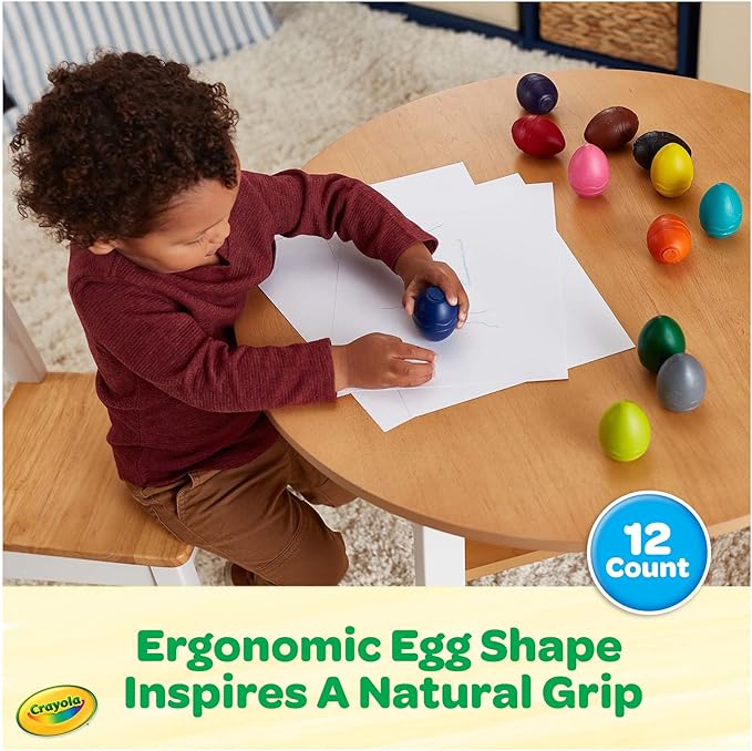 Crayola Large Egg Crayons (12ct), Jumbo Washable Crayons for Toddlers, Preschool Art Supplies for Toddlers, Classroom Must Have, Ages 1+-CubbioJoy