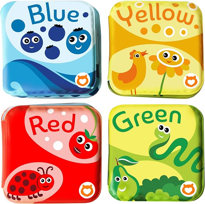 BabyBibi Floating Baby Bath Books for Baby. Kids Learning Bath Toys. Waterproof Bathtime Toys for Toddlers. Kids Educational Infant Bath Toys. (Set of 4: Color Recognition Bath Books)-CubbioJoy
