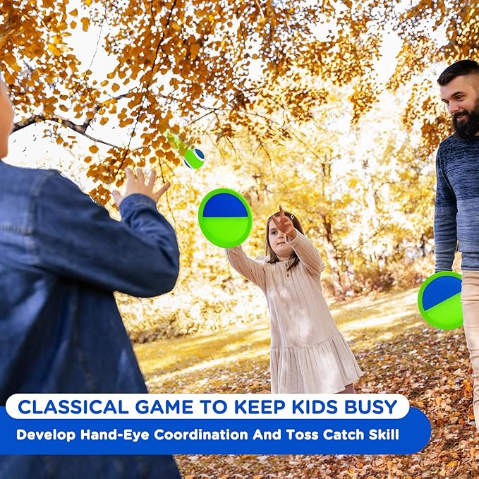 Ayeboovi Toss and Catch Ball Set Outdoor Yard Beach Pool Toys Games for Kids Family Sports 8 Paddles 4 Balls for Toddlers Boys Girls Ages 3-12 Boys Girls Birthday Gift-CubbioJoy