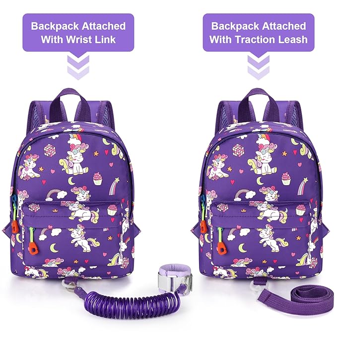 Accmor Toddler Harness Backpack Leash, Cute Baby Unicorn Backpacks with Anti Lost Wrist Link, Adorable Mini Child Backpack Leashes for Walking, Keep Kids Close Backpack Rope Tether Rein for Girls-CubbioJoy