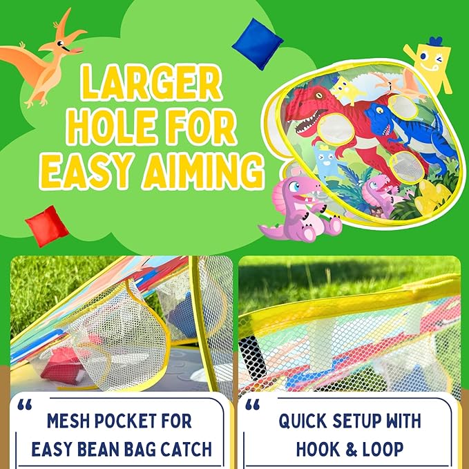 2-in-1 Dinosaur & Animal Bean Bag Toss Game – Double-Sided 27" Target Board with 6 Bean Bags – Outdoor & Indoor Toy for Toddlers & Kids Ages 3-6 – Birthday Gift - Amazon Exclusive-CubbioJoy