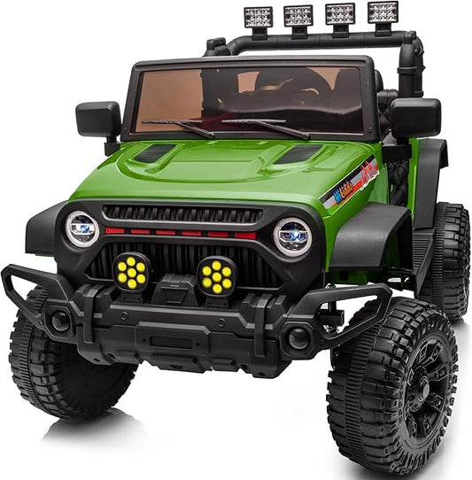 4WD Kids Ride on Car Truck, 12V 7Ah Kids Electric Vehicles Car Ride on Toy w/Remote Control - Army Green-CubbioJoy