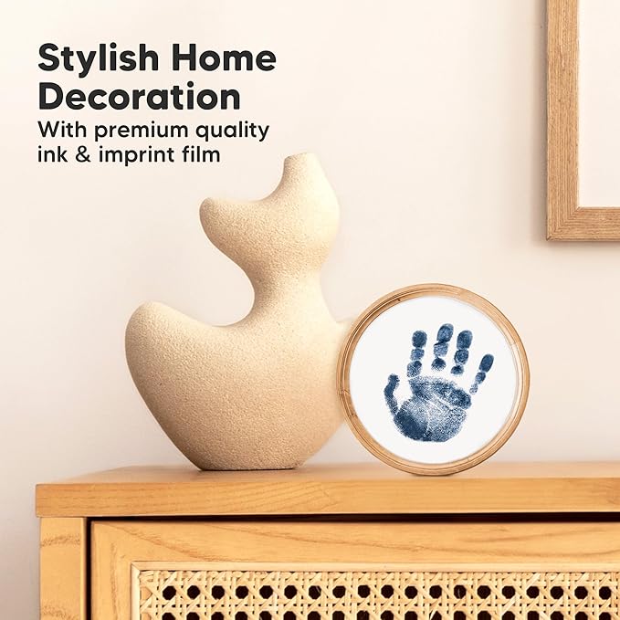 2-Pack Round Inkless Baby Hand and Footprint Kit - Mess Free Ink Pad for Newborn Keepsake, Dog Nose & Paw Print Kit, Clean Touch Ink Pad for Baby Hand & Footprints, Ideal New Mom Gifts (Navy)-CubbioJoy