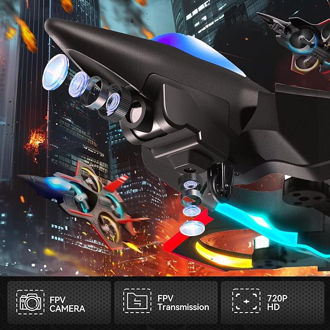 BEZGAR Brushless RC Plane with Camera | 2.4GHZ Remote Control Airplane, 6-axis Gyro Drones for Kids, RC Helicopter, 360°Flip Jet Fighter for Beginners with LED Navigation Lights and Two Batteries-CubbioJoy