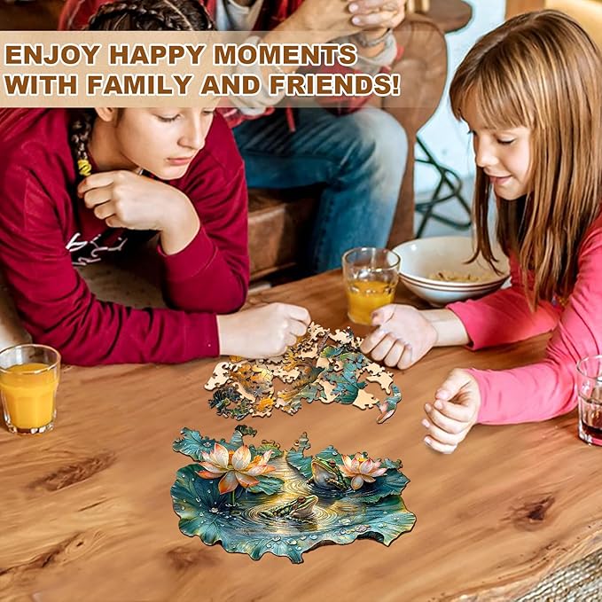 Jigfoxy Wooden Puzzles for Adults, Lotus Wood Puzzles Adult, Unique Animal Shape Wooden Jigsaw Puzzles for Adults, Birthday Gifts for Puzzle Lovers, Family, Friend (S-8.5 * 7.9in-100pcs)-CubbioJoy