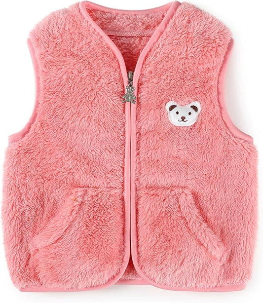 Baby Boys Girls Fleece Vest Zip Up Cute Bear Jackets Fuzzy Fall Winter Warm Clothes Newborn Outwear for Toddler Infant-CubbioJoy