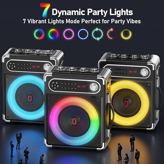 Karaoke Machine with 2 Wireless Microphones,【Upgraded 6.5"Woofer & 2"Tweeter】Portable Bluetooth 5.3 Karaoke Speaker, PA System with Bass/Treble/Echo Adjustment, Supports USB/AUX/TF/TWS for Home Party-CubbioJoy