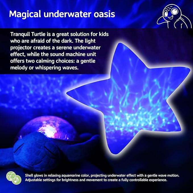 Cloud b Ocean Projector Nightlight with White Noise Soothing Sounds | Adjustable Settings and Auto-Shutoff | Tranquil Turtle - Pink-CubbioJoy