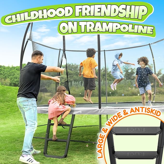 BCAN 8FT 10FT 12FT 14FT 15FT 16FT Recreational Trampoline with Enclosure for Kids Adults, ASTM Approved, Outdoor Trampolines with Ladder for Kids-CubbioJoy