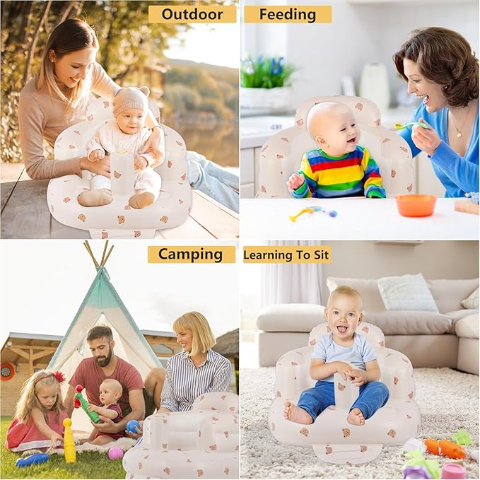 Inflatable Seat for Toddlers 3-36 Months, Built-in Air Pump, Summer Support Seat for Sitting Up, Shower Floor Seater-CubbioJoy