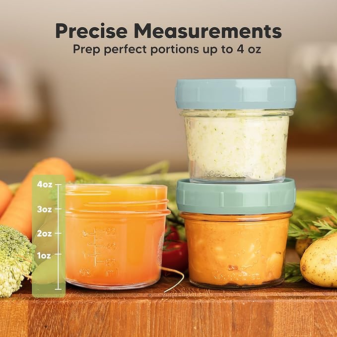 KeaBabies 6pk 4oz Glass Baby Food Containers with Lids - Leak-Proof, Microwavable Small Glass Jars, Baby Purees & Toddler Snack Storage Containers, BPA-Free, Dishwasher & Freezer Safe (Musk Dusk)-CubbioJoy