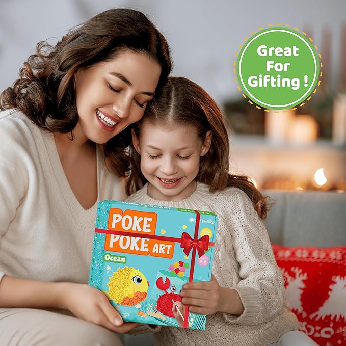 jackinthebox Poke Poke Art – Ocean Theme, Mess-Free Fabric Art and Craft, Flower Pressing Kits, Gift for Kids, Toys for Girls and Boys Ages 4 5 6 7 8-CubbioJoy