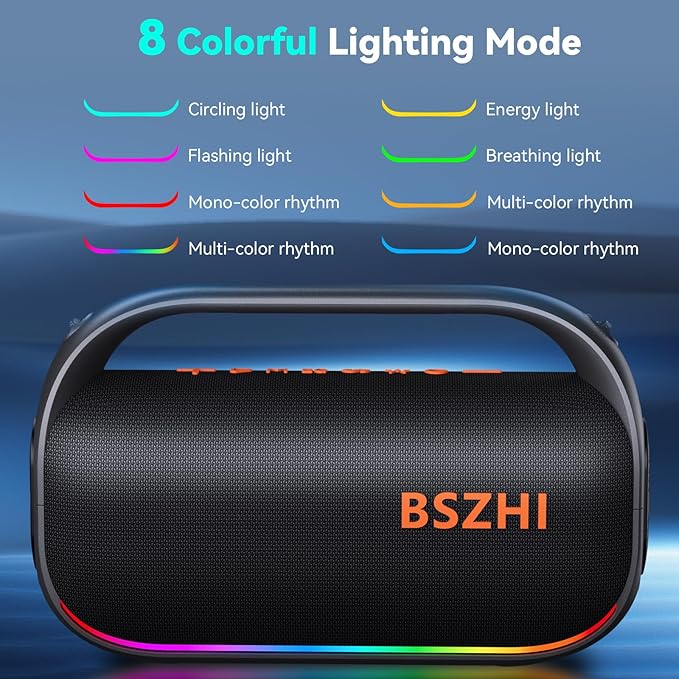80W(120W Peak) Bluetooth Speaker Loud, Portable IPX6 Waterproof Bluetooth Speakers Wireless TWS for Outdoor, Party, Travel, and Beach Camping with Light, BT5.0, USB/TF Card, AUX-CubbioJoy