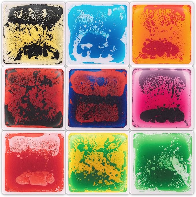 Art3d Liquid Fusion Activity Play Mat for Kids, Pack of 9 Tiles 12" X 12", Multi-Color, Round Corner-CubbioJoy