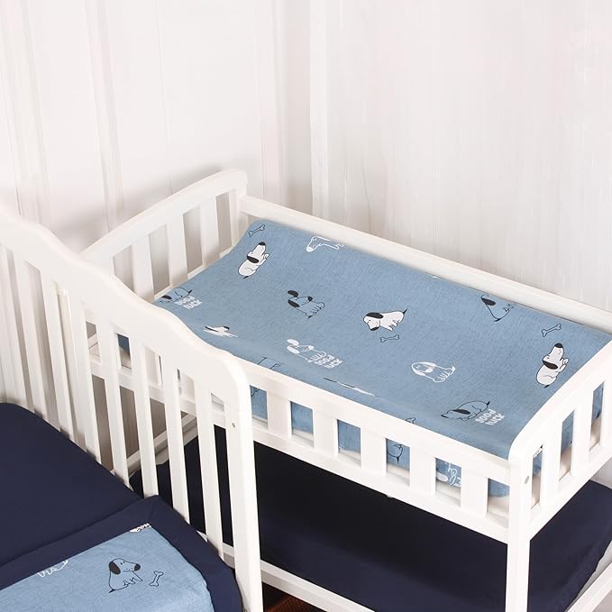 CaSaJa 4-Piece Crib Bedding Set for Boys and Girls, Nursery Baby Bedding Set Including Quilted Comforter with Fitted Crib Sheet and Changing Pad Covers, Reversible Quilt Design, Good Luck Puppy-CubbioJoy