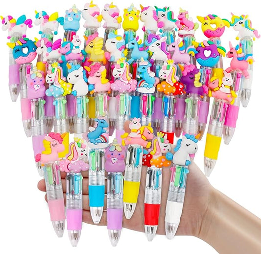 30Pcs Mini Multicolor Pens in One 4-in-1 Cute Pens Bulk for Kids, Ballpoint Pen for Birthdays and Children's Parties, Fun Gifts Assorted Ink Kawaii Pen(unicorn)-CubbioJoy