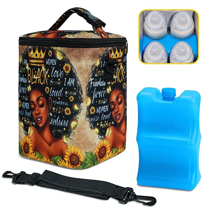 Breastmilk Cooler Bag with Ice Pack Fits 4 Baby Bottles Up To 9 Ounce Insulated cooler Bag Breast Milk Cooler on the Go with Strap Baby Bottle Cooler Bag for Nursing Mom Daycare or Travel-CubbioJoy