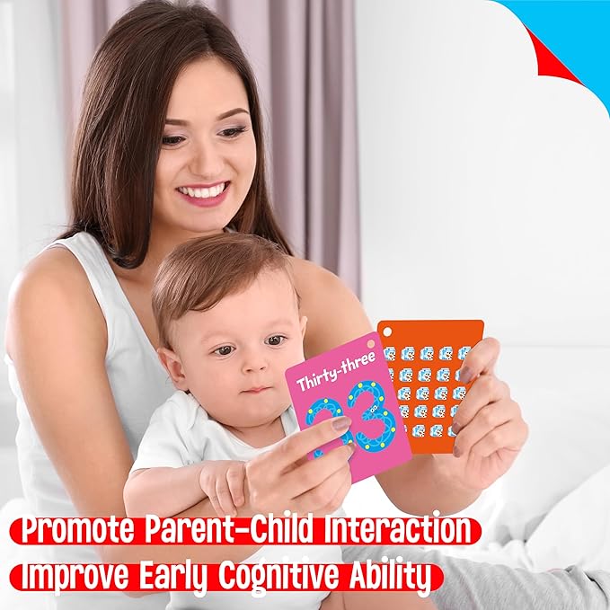 51 PCS Number Flashcards, 0-50 Double Sided Printed Cards with 2 Reclosable Rings, Learn Numbers, Learn to Count-Fun Learning and Educational Flashcards Learning Tool for Kids, Preschoolers, Toddlers-CubbioJoy