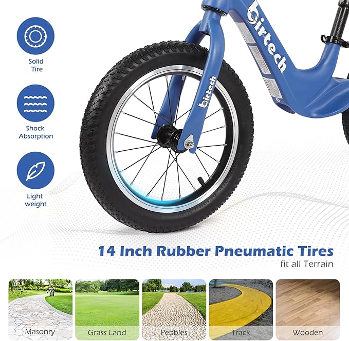 14" Kids Balance Bike for 3,4,5,6 Year Old Boys and Girls, Air Tires with Magnesium Alloy Frame, Lightweight No Pedal Toddler Training Bicycle-CubbioJoy