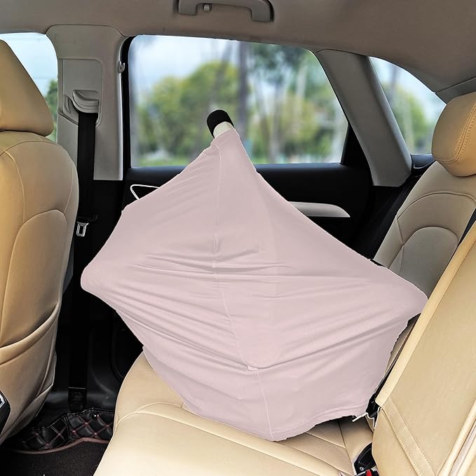 Breathable Car Seat Cover for Babies – Multi-Purpose Soft Rayon Nursing Cover for Breastfeeding, High Stretchy Infant Carseat Canopy, Stroller Cover (Smooth Rayon, Warm Natural)-CubbioJoy