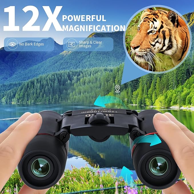 Compact 30x60 Binoculars for Adults,Suitable for Adults and Children Bird Watching Travel Sightseeing, Waterproof Lightweight Small Binoculars, with Clear Low-Light Vision-CubbioJoy