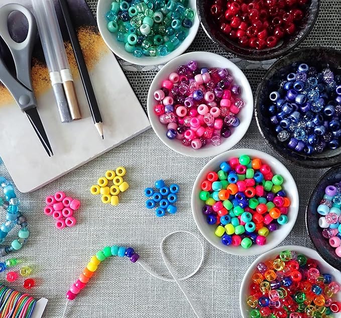 6500Pcs Pony Beads for Bracelets Making, Multi-Colored Rainbow Plastic Hair Large Beads for Hair Braids, 27 Colors Kandi Friendship Bracelet Bead Jewelry Making Kits for Craft-CubbioJoy