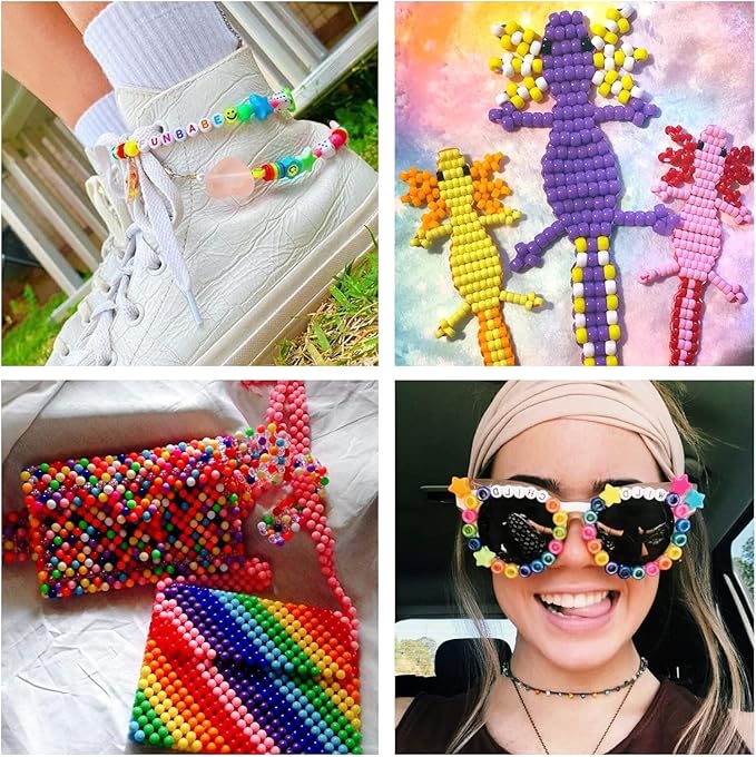 6500Pcs Pony Beads for Bracelets Making, Multi-Colored Rainbow Plastic Hair Large Beads for Hair Braids, 27 Colors Kandi Friendship Bracelet Bead Jewelry Making Kits for Craft-CubbioJoy