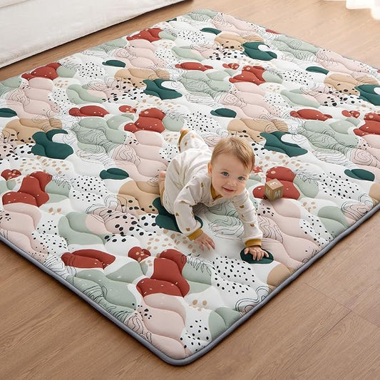 Blissful Diary Baby Play Mats for Floor, 71x59 Inch Thicker Foam Playmats for Babies and Toddlers, Soft Cushioning Baby Crawling Mat, Modern Abstract-CubbioJoy