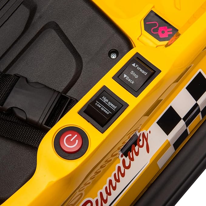 Aosom Toddler Bumper Car, 360° Rotation 6V Kids Electric Ride on Bumper Car with EVA Bumper Edges, Twins Motor, Songs, Horn, LED Lights, Safety Belt for 18-48 Months, Yellow-CubbioJoy