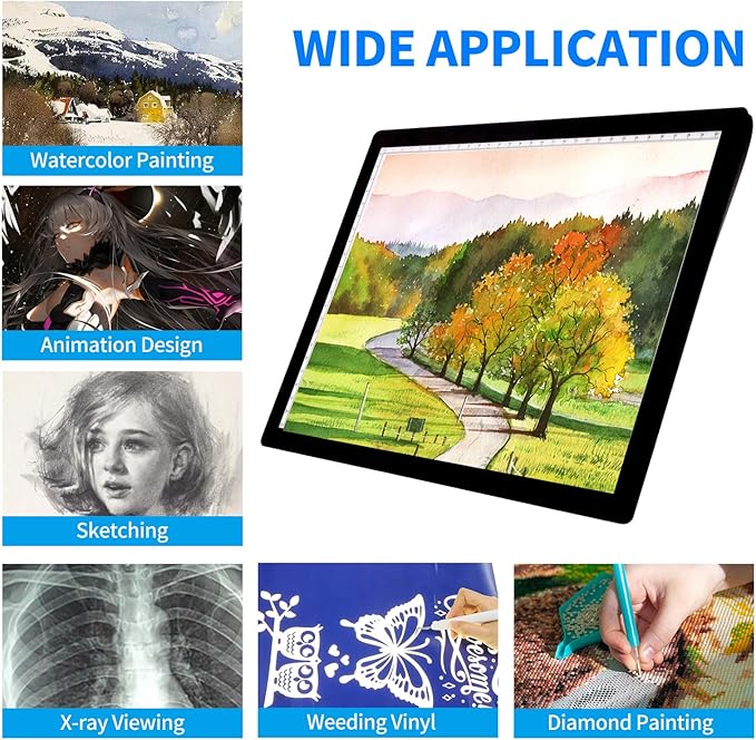 A4 Rechargeable Light Pad, KOBAIBAN Wireless Magnetic Tracing Light Box, 5 Levels Brightness LED Light Tablet Board, Cordless Battery Powered Light Drawing Table for 5D DIY Diamond Painting, Sketching-CubbioJoy