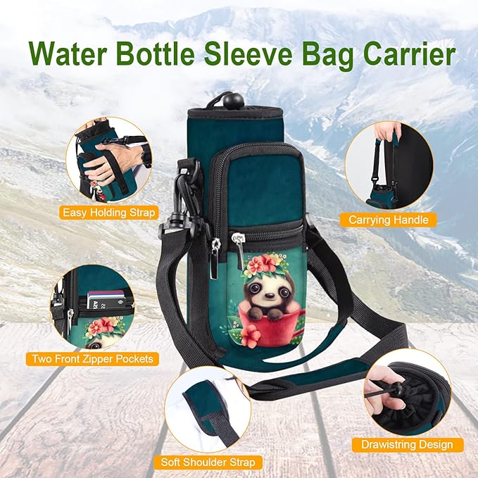 25/32/40/64oz Water Bottle Bag Holder Carrier-Insulated Crossbody Sling Case Sleeve with Strap & Pockets for Men Women Gym Cycling Travel Walking Hiking Camping-CubbioJoy