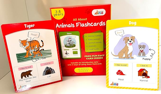 Animals and Their Babies Flashcards | Animal Sound | Animal Habitat Flashcards for Toddlers and Kids - 40 Animals - Non Tearable and Water Resistant | Reusable-CubbioJoy