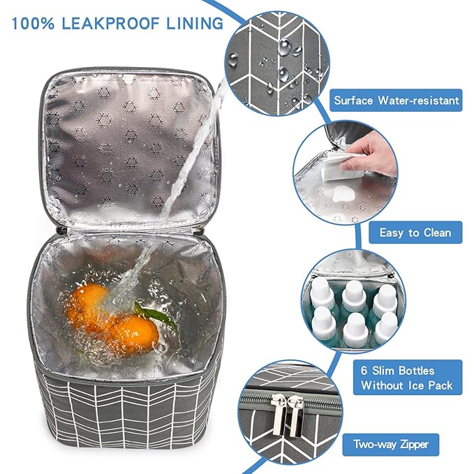 BreastMilk Cooler Bag with Ice Pack Fits 4 Baby Bottles Up to 9 Ounce, Large Baby Bottle Bag Fits for Nursing Mom Daycare-CubbioJoy