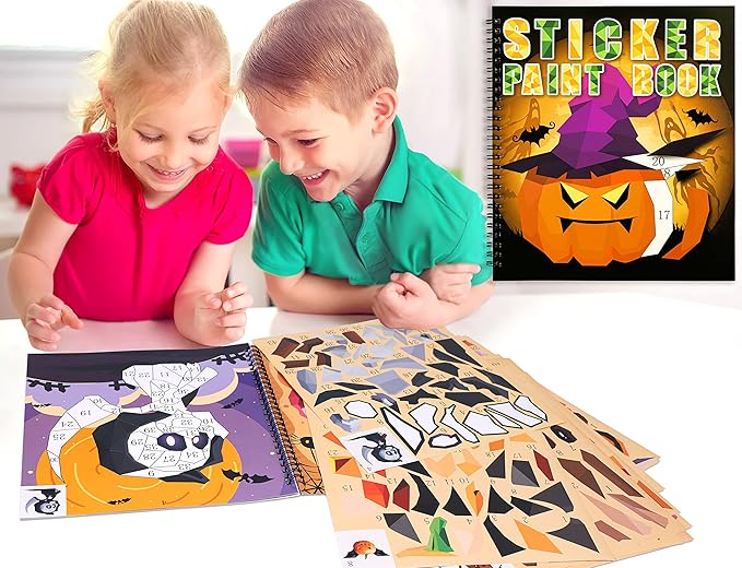 90shine 4PCS Halloween Crafts for Kids Ages 4-8 Sticker Books Gift Party Favors Create 40 Pictures-CubbioJoy