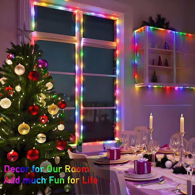 132FT Rope Lights for Outside,2 Pack 66FT Connectable String Lights Outdoor Waterproof IP67,8 Modes 400 LEDs Rope Lighting for Garden,Party,Indoor Bedroom,Christmas Eaves Decor,Coloured-CubbioJoy
