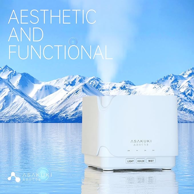 ASAKUKI Essential Oil Diffuser, Multifunctional Ultrasonic Aromatherapy Fragrant Oil Vaporizer Humidifier with Timer, Auto-Off Safety Switch, and 7 LED Light Colors, 700 ml (White)-CubbioJoy